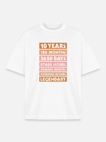 10 års jubilæum, firma, fødselsdag, privat - Stanley/Stella unisex boxy heavyweight T-shirt økologisk - hvid
