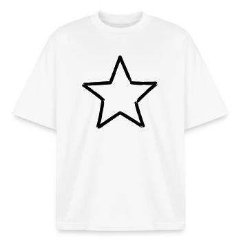 Cadeau de Noël chanceux symbole étoile - T-shirt unisexe boxy épais biologique Stanley/Stella - blanc - Devant - AI Model Male 185 light (185cm) & AI Model Female 172 dark (172cm)