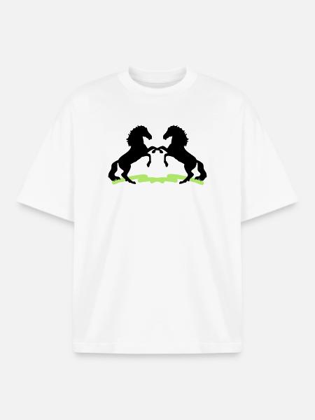 Chevaux - T-shirt unisexe boxy épais biologique Stanley/Stella - blanc