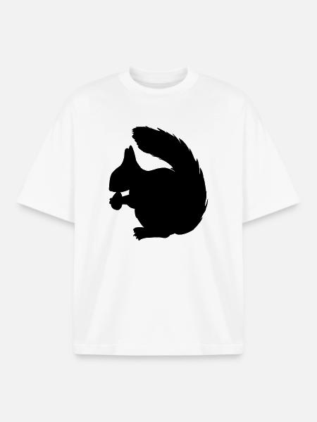 Squirrel with nut shadow figure - Boxy Heavyweight Unisex Organic T-Shirt by Stanley/Stella - white