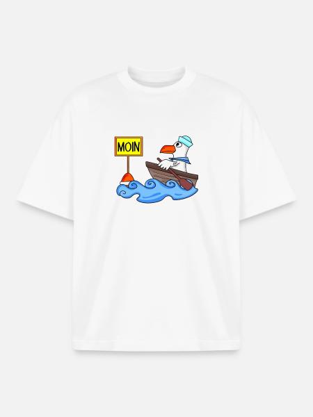 Moin Seemann Möwe Seemöwe Boot - Boxy Heavyweight Unisex Organic T-Shirt von Stanley/Stella - Weiß