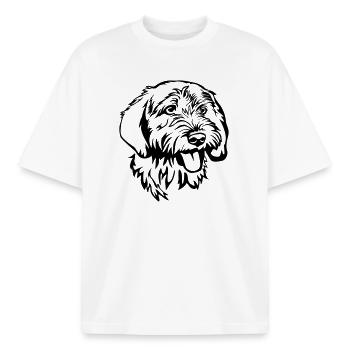 Basset Fauve de Bretagne - T-shirt unisexe boxy épais biologique Stanley/Stella - blanc - Devant - AI Model Male 185 light (185cm) & AI Model Female 172 dark (172cm)