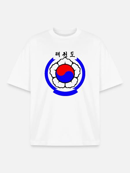 Logotipo de Taekwondo Artes marciales coreanas - Camiseta unisex boxy orgánica de Stanley/Stella - blanco