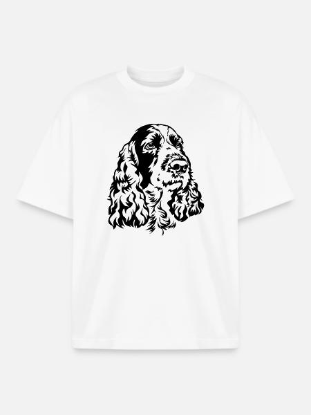 English Springer Spaniel Head - Boxy Heavyweight Unisex Organic T-Shirt by Stanley/Stella - white