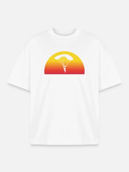 Adventurous Skydive Sunset - Boxy Heavyweight Unisex Organic T-Shirt by Stanley/Stella - white