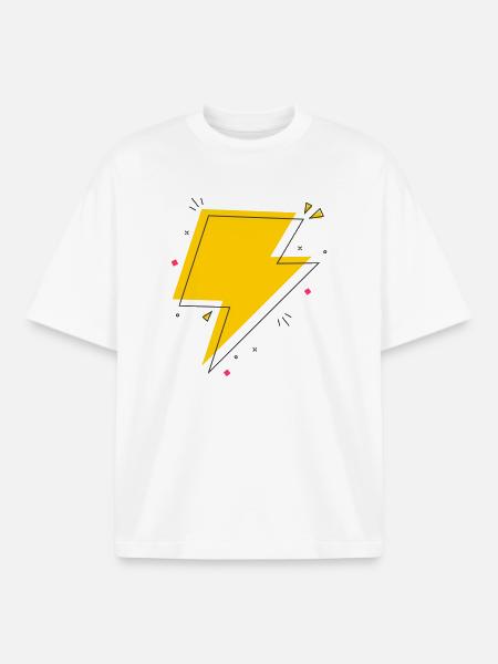 Dynamic Ray in Yellow and Black - Boxy Heavyweight Unisex Organic T-Shirt by Stanley/Stella - white