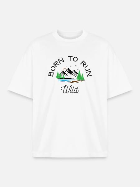 Ultra Running – Born to Run Wild - Boxy Heavyweight Unisex Organic T-Shirt by Stanley/Stella - white