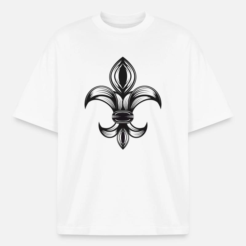 stylized iris - Fleur-de-Lys - Heavyweight Boxy Unisex T-Shirt by Stanley/Stella - white