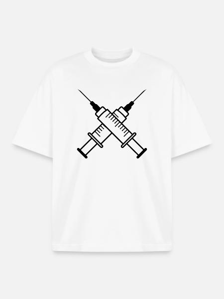 Deux seringues - T-shirt unisexe boxy épais biologique Stanley/Stella - blanc