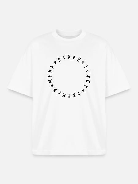 Runenalphabet im Kreis Symbole - Boxy Heavyweight Unisex Organic T-Shirt von Stanley/Stella - Weiß