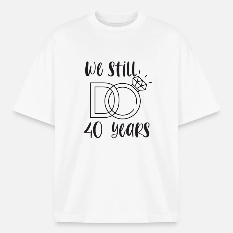 40th Wedding Anniversary Ruby Wedding Wedding Gift - Boxy Heavyweight Unisex Organic T-Shirt by Stanley/Stella - white