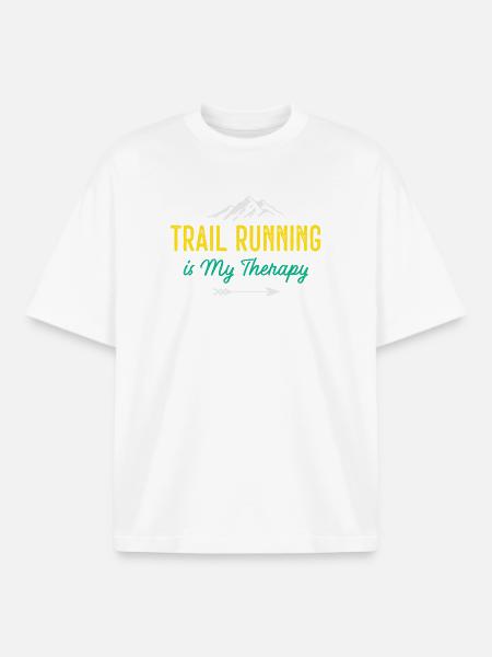 Trail Running is My Therapy - Boxy Heavyweight Unisex Organic T-Shirt by Stanley/Stella - white