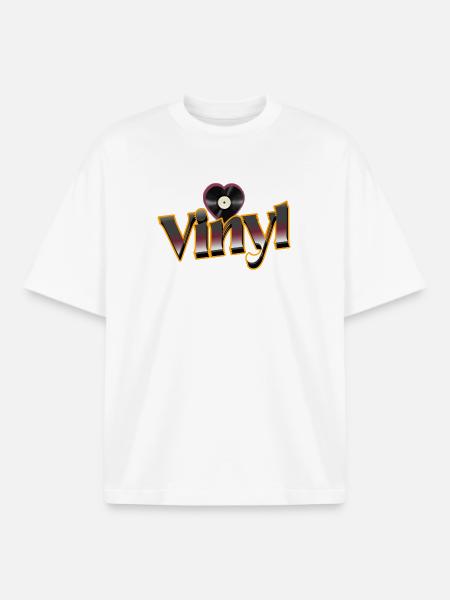 Vinyle Love - T-shirt unisexe boxy épais biologique Stanley/Stella - blanc