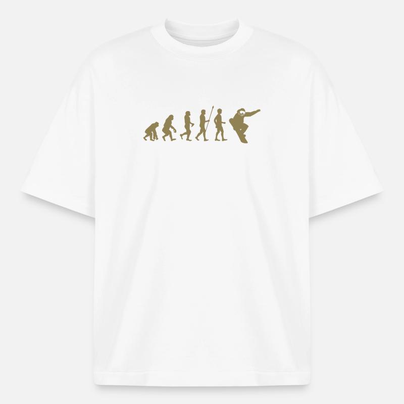 Snowboarder Evolution Gift Idea - Boxy Heavyweight Unisex Organic T-Shirt by Stanley/Stella - white