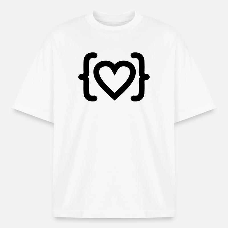 Herz des Programmierer-Code-Logos - Boxy Heavyweight Unisex Organic T-Shirt von Stanley/Stella - Weiß