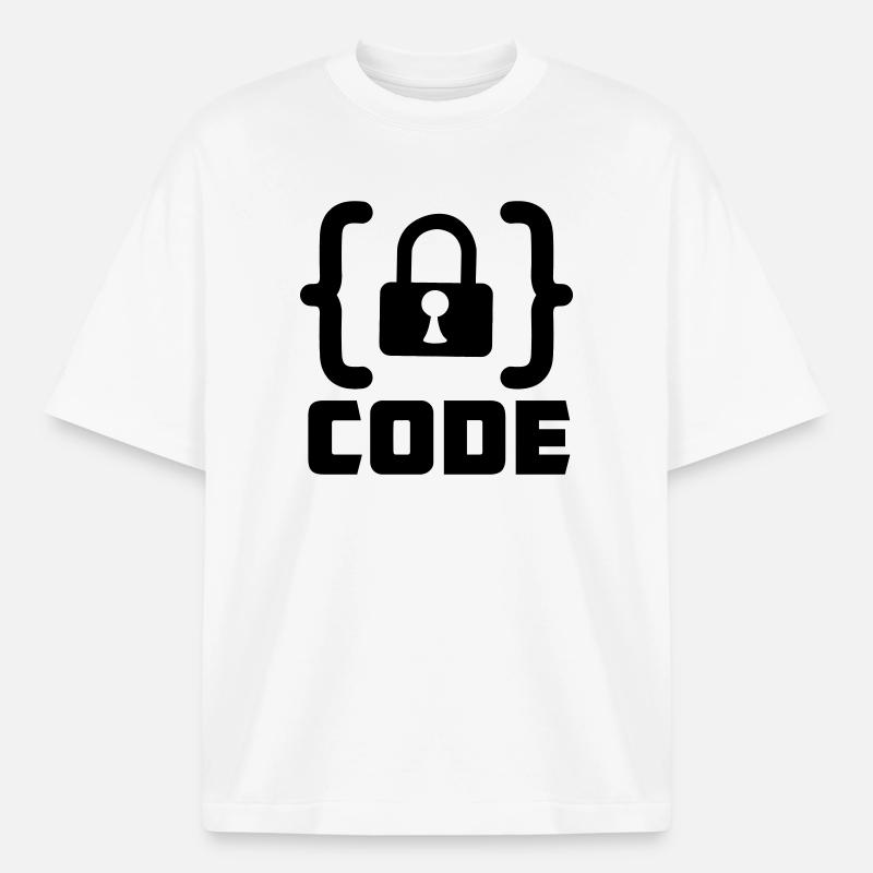 Code avec programmateur de verrouillage - T-shirt unisexe épais coupe boxy Stanley/Stella - blanc