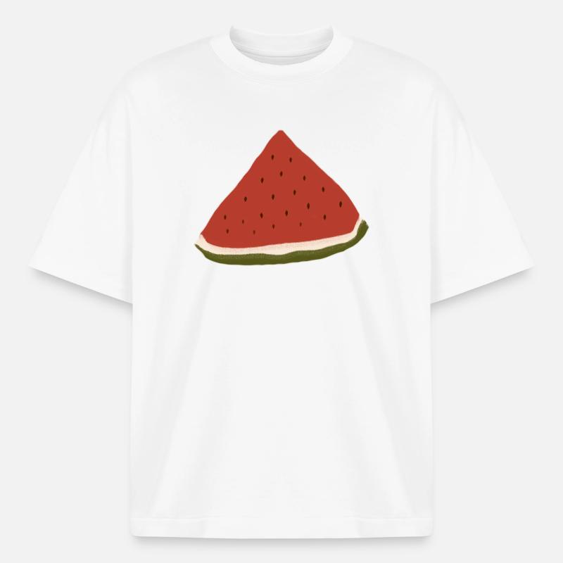 Pastèque, Pastèque, Melon - T-shirt unisexe épais coupe boxy Stanley/Stella - blanc