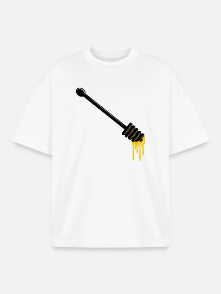 Honey spoon with honey - Boxy Heavyweight Unisex Organic T-Shirt by Stanley/Stella - white