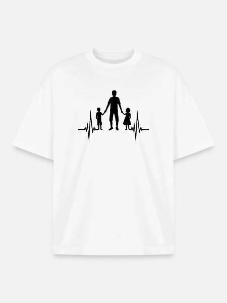 Fille Garçon Papa Pulse - T-shirt unisexe boxy épais biologique Stanley/Stella - blanc