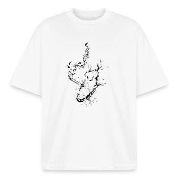 Zigarette Rauchen - Boxy Heavyweight Unisex Organic T-Shirt von Stanley/Stella - Weiß - Vorne - AI Model Male 185 light (185cm) & AI Model Female 172 dark (172cm)