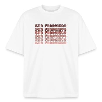 San Francisco Raster Gradient Muster - Boxy Heavyweight Unisex Organic T-Shirt von Stanley/Stella - Weiß - Vorne - AI Model Male 185 light (185cm) & AI Model Female 172 dark (172cm)