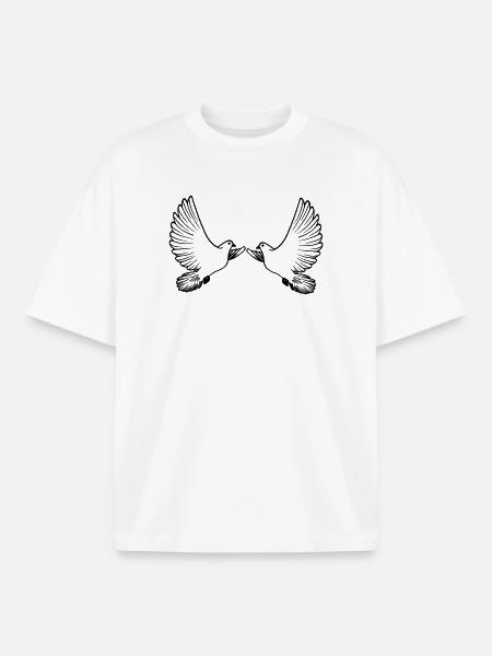 Two pigeons transparent - Boxy Heavyweight Unisex Organic T-Shirt by Stanley/Stella - white