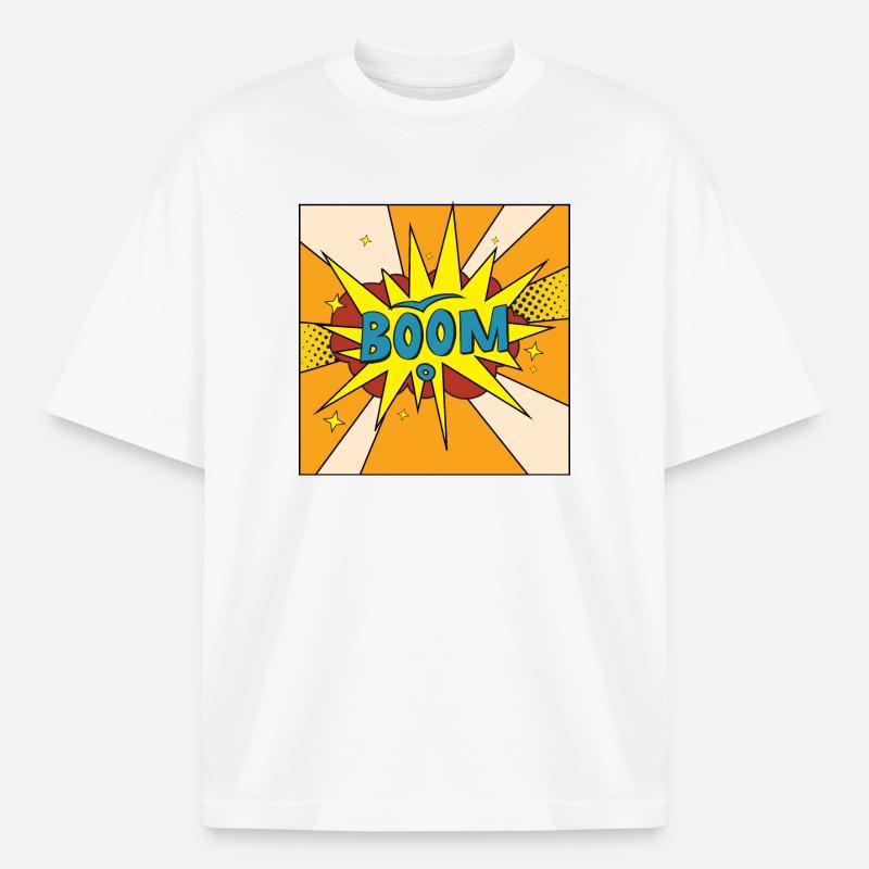 Boom Comic Explosion Stil - Boxy Heavyweight Unisex Organic T-Shirt von Stanley/Stella - Weiß