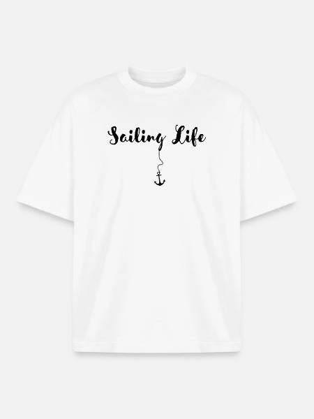 Sailing & Boating - Sail Love - Boxy Heavyweight Unisex Organic T-Shirt by Stanley/Stella - white