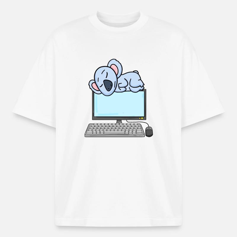 Koala Computer Nerd Programmer Gift - Boxy Heavyweight Unisex Organic T-Shirt by Stanley/Stella - white