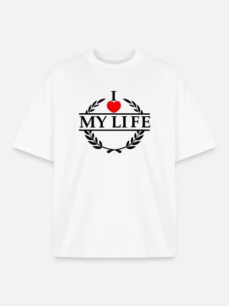 Elsker dit hjerte 020 - Stanley/Stella unisex boxy heavyweight T-shirt økologisk - hvid