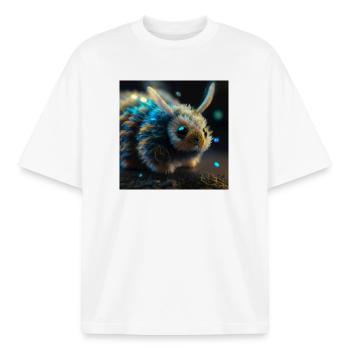 Photo macro créature 04 - T-shirt unisexe boxy épais biologique Stanley/Stella - blanc - Devant - AI Model Male 185 light (185cm) & AI Model Female 172 dark (172cm)