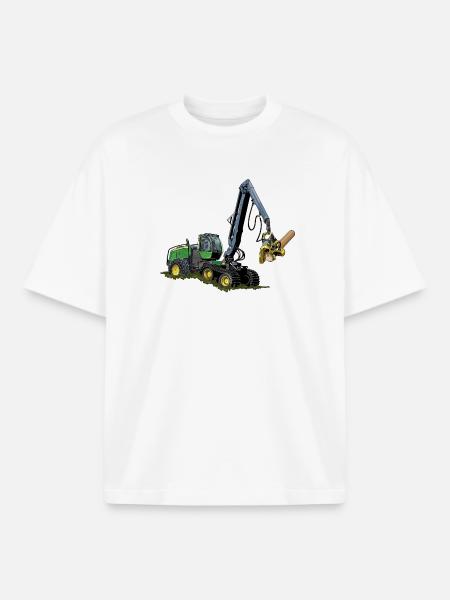 Moissonneuse-batteuse, Moissonneuse-batteuse - T-shirt unisexe boxy épais biologique Stanley/Stella - blanc