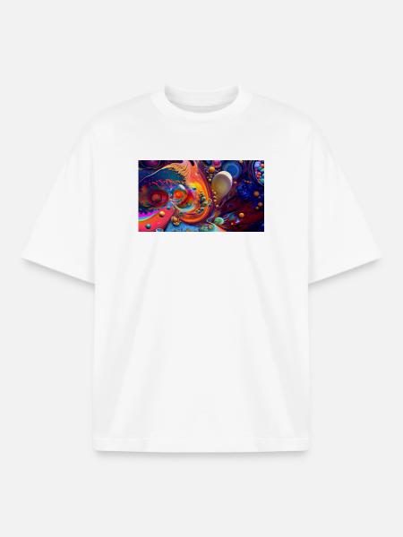 Vivid Abstract Swirl Burst - Boxy Heavyweight Unisex Organic T-Shirt by Stanley/Stella - white