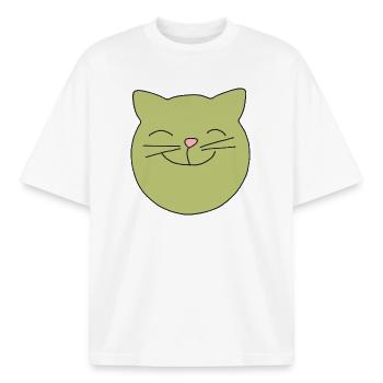 katzenkopf grün - Boxy Heavyweight Unisex Organic T-Shirt von Stanley/Stella - Weiß - Vorne - AI Model Male 185 light (185cm) & AI Model Female 172 dark (172cm)