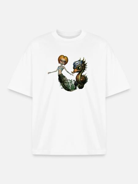 Die Freundschaft der Steampunk-Meerjungfrau - Boxy Heavyweight Unisex Organic T-Shirt von Stanley/Stella - Weiß