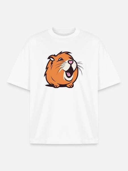 Cheerful Capybara / Guinea Pig / Hamster – Heart - Boxy Heavyweight Unisex Organic T-Shirt by Stanley/Stella - white
