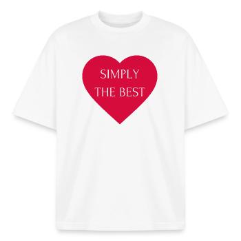 Tout simplement le meilleur - T-shirt unisexe boxy épais biologique Stanley/Stella - blanc - Devant - AI Model Male 185 light (185cm) & AI Model Female 172 dark (172cm)