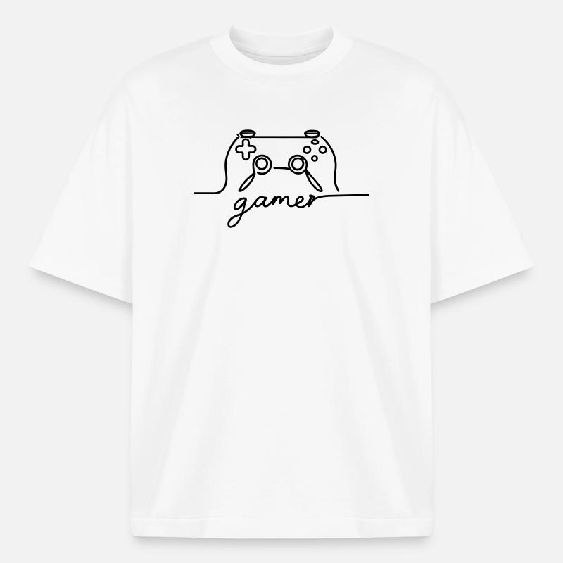 Linear Controller - Gamer - Boxy Heavyweight Unisex Organic T-Shirt by Stanley/Stella - white