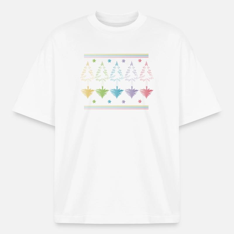 Christbaum, Tannenbaum oder Weihnachtsbaum Umrisse - Boxy Heavyweight Unisex Organic T-Shirt von Stanley/Stella - Weiß