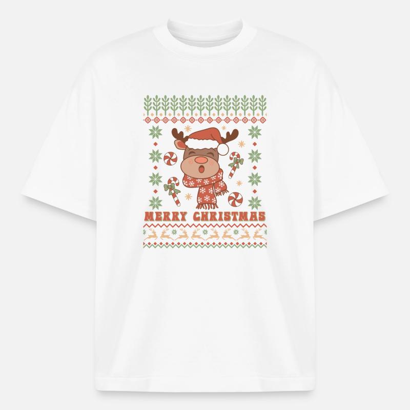 Pull de Noël moche - T-shirt unisexe épais coupe boxy Stanley/Stella - blanc