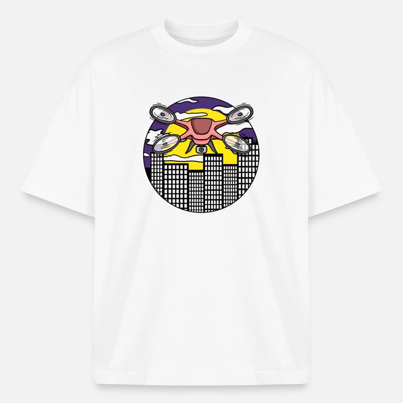 Drone Drone Drones - T-shirt unisexe boxy épais biologique Stanley/Stella - blanc