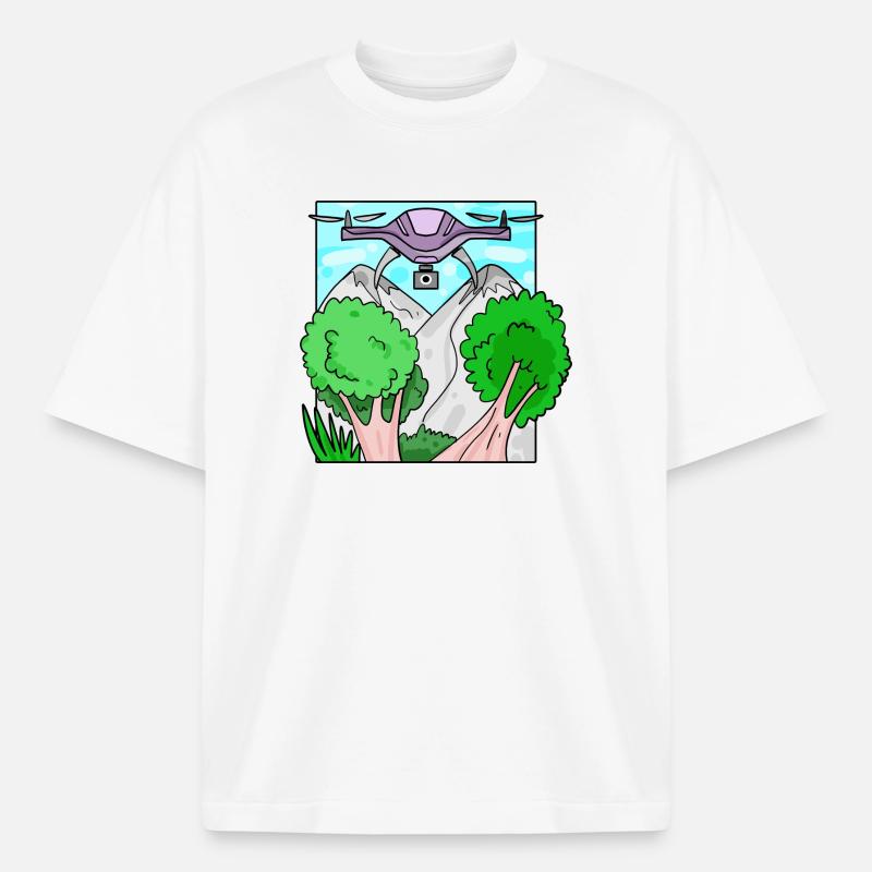 Drone Drone Drones - Boxy Heavyweight Unisex Organic T-Shirt by Stanley/Stella - white