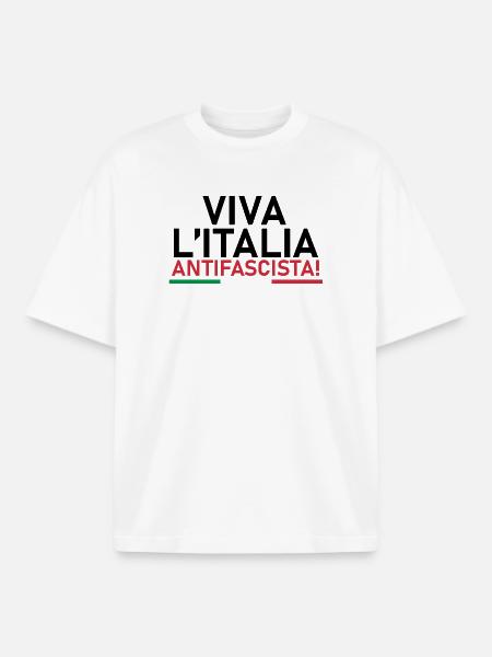 maglietta viva l'Italia antifascista antifascismo - T-shirt unisex boxy pesante biologica di Stanley/Stella - bianco