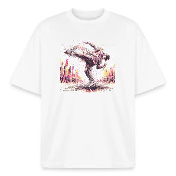 BREAKDANCE - Boxy Heavyweight Unisex Organic T-Shirt von Stanley/Stella - Weiß - Vorne - AI Model Male 185 light (185cm) & AI Model Female 172 dark (172cm)