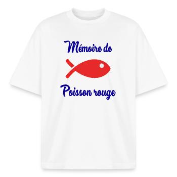 GOLDFISH MEMORY - Boxy Heavyweight Unisex Organic T-Shirt by Stanley/Stella - white - Front - AI Model Male 185 light (185cm) & AI Model Female 172 dark (172cm)