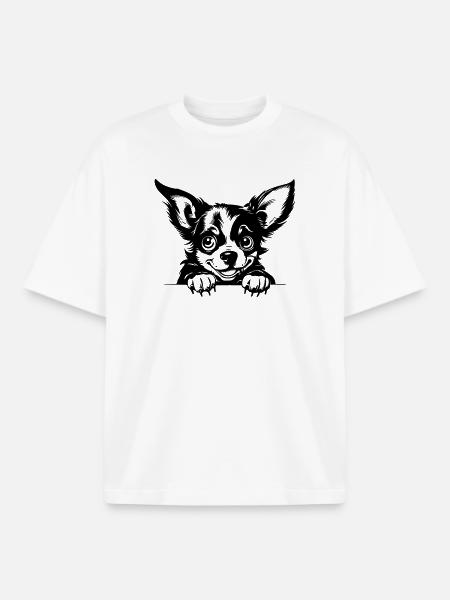 Naughty Chihuahua - Boxy Heavyweight Unisex Organic T-Shirt by Stanley/Stella - white