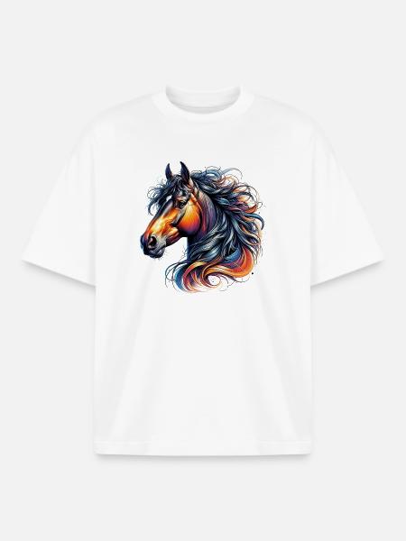 Cheval - T-shirt unisexe boxy épais biologique Stanley/Stella - blanc