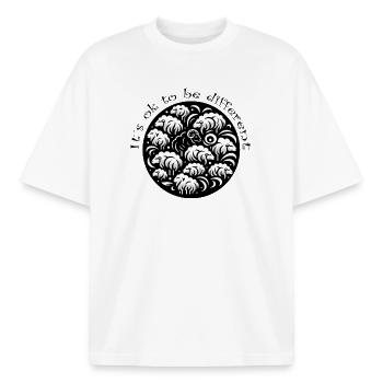 black sheep - Boxy Heavyweight Unisex Organic T-Shirt by Stanley/Stella - white - Front - AI Model Male 185 light (185cm) & AI Model Female 172 dark (172cm)