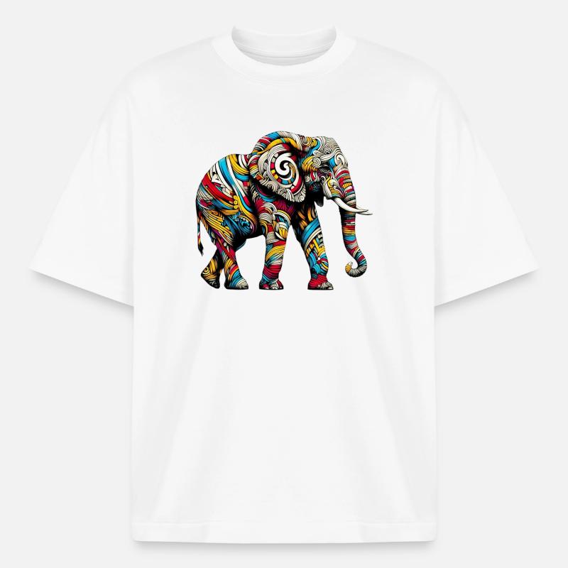 Éléphant - T-shirt unisexe épais coupe boxy Stanley/Stella - blanc