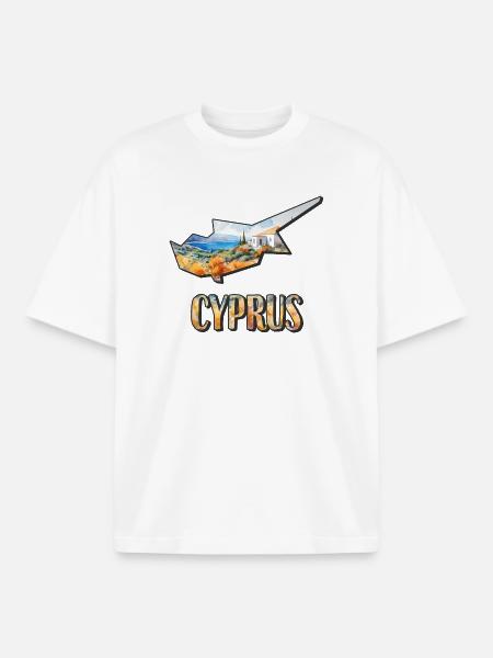 Carte à l’aquarelle Chypre - T-shirt unisexe boxy épais biologique Stanley/Stella - blanc